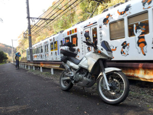 タマ電車とKLE400とサイクリスト